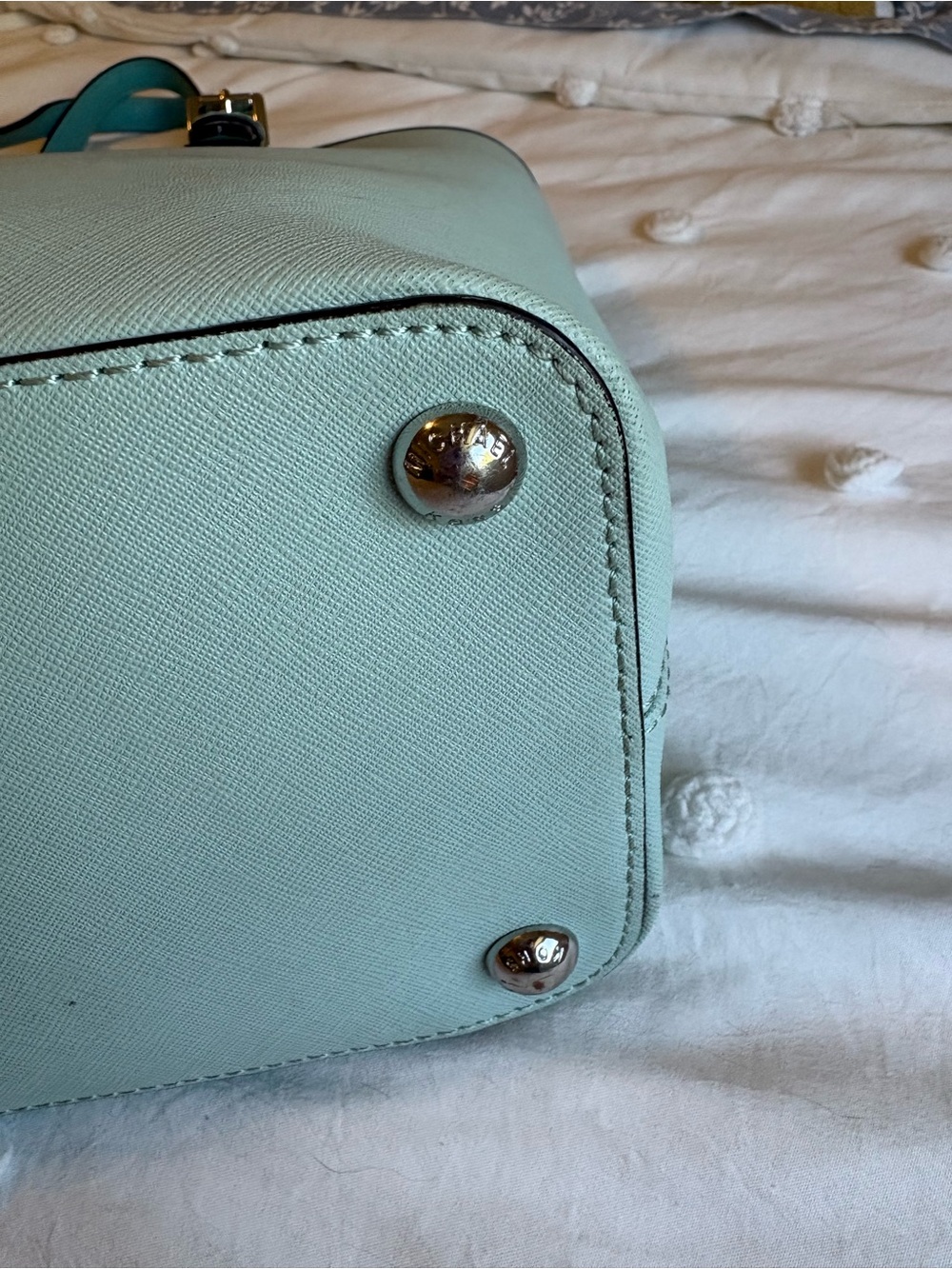 Michael Kors Two-Tone Aqua & Light Teal Leather Tote - Picture 7 of 8